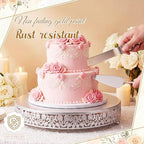 Wenqik 16 Inch Silver Cake Stand Set Metal Round Cupcake Dessert Stand with Cake Cutting, Flower Spatula Wedding Cupcake Pastry Display Candy Holder Display for Wedding Party Birthday Baby Shower - Image 4