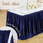 21ft Length Navy Blue Satin Table Skirt Rectangle Tables Wrinkle Resistant - Image 5