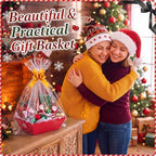 Fuyoooo 8 Pack Red Basket for Gifts Empty to Fill, 10" x 8" Thick Sturdy Kraft Scalloped Edge Gift Basket with Handle, 8 Wrap Bag 8 Bow 16 Tissue Paper for Christmas Wedding Birthday Wrapping Gift - Image 5
