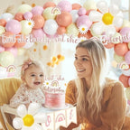 Isn’t She Lovely Isn’t She Onederful First Birthday Decorations, Little Miss Onederful Birthday Party Supplies with Boho Rainbow 1st Backdrop, Banner, Balloon Garland, Crown - Image 6