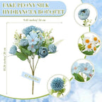 Tigeen 12 Bundles Peonies Artificial Flowers Faux Roses, Mist Blue - Image 2