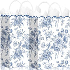 Kolldenn 24 Pcs Blue Floral Gift Bags with Handles, 10x5x13 In by Unknown