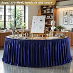 17ft Navy Blue Satin Table Skirt for Rectangle Table Teacher Desk Skirt - Image 2