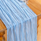 DeZerlor Baby Blue Cheesecloth Table Runners 6 Pack Summer Boho Runners - Image 4