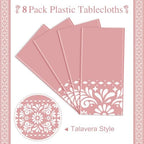 Cielito Lindo Mexican Tablecloth, 54×108 Inch, Pink, 8 Pcs - Image 2