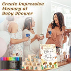 97 Pcs Baby Shower Game Sign Set Includes Decorative Square Signs 56 DIY Blank Wooden Blocks 20 Fabric Pens Baby Shower Game Prizes(Cowboy) - Image 5