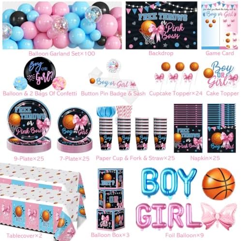 Cocomigo 303 PCS Free Throws or Pink Bows Gender Reveal Decorations - Image 2