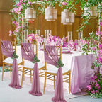QueenDream Purple Sashes Wedding Chair Decorations: 24PCS Tulle Cover Bands Aisle Sheer Chair Bows for Indoor Outdoor Ceremony Banquet - Image 2