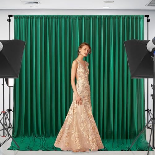 10 x 10 Feet Green Backdrop Curtain for Partie, Background Curtains for Photoshoot, Birthday, Wedding, Halloween, Thanksgiving, Christmas Day, New Year Party Decorations 5Ft x 10Ft, 2 Panels - Image 5