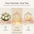 Rose Gold Wire Cinderella Coach Carriage Centerpiece, 12" - Image 4