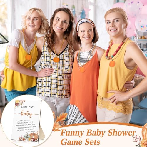 51 Pumpkin Baby Shower Games Including Pumpkin Baby Game Sign and Necklace - Image 6