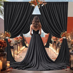 24x10FT Black Backdrop Curtains for Wedding Parties, Wrinkle Free Polyester Photography Backdrop Drapes for Wedding Baby Shower Birthday Parties Stage Background Stand Decorations 4x10ft,6 Panels - Image 6