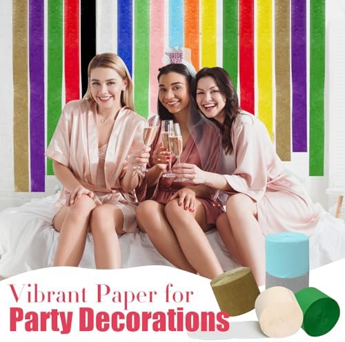 TANEMUDO 75 Roll 6150 ft Crepe Paper Streamer Roll for Party Decoration, Flower Making, Rainbow Streamer Crepe Paper Rolls for Birthday and Wedding (25 Colors) - Image 4