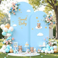 Baby Blue Photo Arch Backdrop Cover Set of 2 for Baby Shower Party 7.2ft and 6ft Arch Covers Stretchy Backdrop Spandex Arch Stand Covers for Boys Birthday Bridal Shower Ceremony Banquet Background by Suppromo