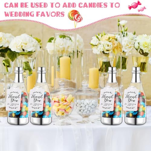 Gerrii 100 Pcs Mini Champagne Bottles Plastic Candy Container Set with Tags - Image 4