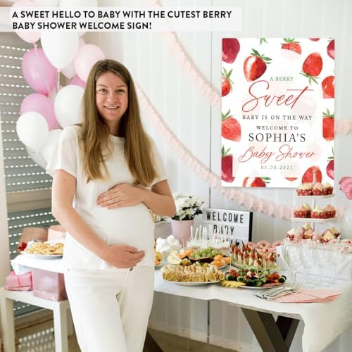 Andaz Press Personalized Berry Sweet Baby Shower Sign, 16x20 Inches, Canvas, Baby Shower Decor - Image 5