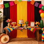 Red Black Yellow Backdrop Curtains 10x7FT, Wrinkle-Free Fabric Photo Backdrop Curtains for Mexican Fiesta Party, Latin Theme, Carnival Decor, Hip Hop Birthday, Soccer Watch, Cultural Event - Image 2