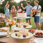 J JOYSAY Beige Pattern Acrylic Cupcake Stand 3 Tier Dessert Table Display Set Clear Cake Stands for Wedding Party Baby Shower Decorations Easy Assembly Donut Tower - Image 6