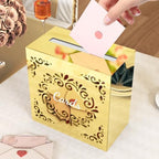 NiHome Golden Mirror Acrylic Wedding Card Box with Sliding Lid, Large Capacity for 80-100 Cards, Premium Gold Acrylic with Bold Cards Print for Weddings, Parties, Baby Showers, Keepsakes, Receptions - Image 3