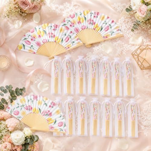 Vercraft 25 Sets Lemon and Floral Folding Fans, Wedding Favors for Guests by Vercraft