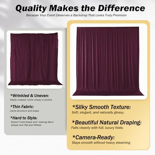 50x12 ft Burgundy Backdrop Curtains for Weddings, Birthdays and Photos - Image 3