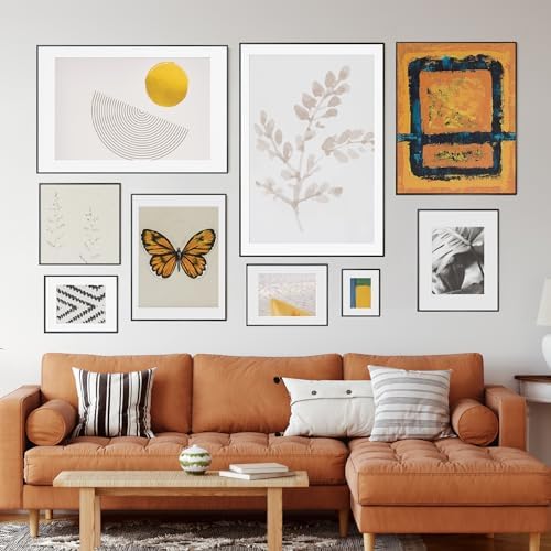 FLYJOE 12x12 Frame - Metal Square Picture Frame With Plexiglass 12x12 Frame With Mat for 8x8 Minimalist Modern Poster Frame Hanging Hardware Included (Black, 3Pcs) - Image 6