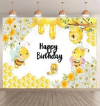 10x8ft Bee Baby Newborn Party Happy Bee Day Sweet Baby Shower Honeycomb Background Decoration Supplies Little Bee Photography Studio by Unknown