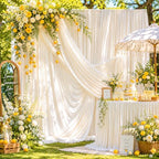 30ft x 10ft White Backdrop Curtains for Parties,6 Panels 5ft x 10ft Wrinkle-Free Polyester Photo Backdrop Drapes for Wedding Birthday Baby Shower Graduation Photography Background by Gewonelife