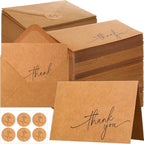 Gueevin 200 Pcs Thank You Cards with Envelopes Stickers, 3.5x5", Brown by Gueevin