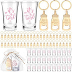 Vesici 50 Set It's a Girl Baby Shower Favors Acrylic Shot Glasses Gold Bottle Opener Keychains Thank You Tags and Bags for Baby Shower Party Gender Reveal Party Guests Return Gift (it's a Girl) by Vesici