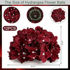 Burgundy Hydrangea Flower Balls for Centerpieces - 12 PCS - Image 2