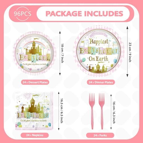 Grencian 96Pcs Princess Castle Baby Shower Party Decorations, Serves 24 - Image 5