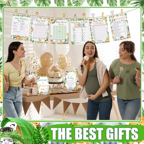 Funnymoom 426 Pcs Jungle Baby Shower Games Set, 8 Safari Animal Party - Image 6
