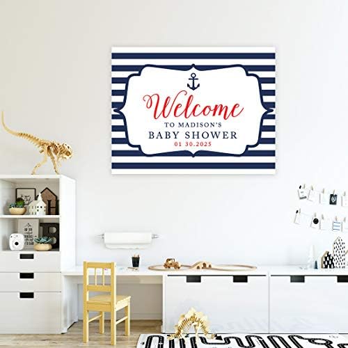 Andaz Press Personalized Large Canvas Baby Shower Welcome Sign, 16 x 20 Inches, Nautical Baby, Guestbook Alternative, Custom Baby Shower Sign, for Nautical Baby Shower, Baby Sprinkle Theme - Image 4