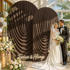 Brown Wedding Arch Backdrop Cover 7.2ft and 6ft Draped Arch Covers Stretchy Backdrop Spandex Balloon Arch Covers for Bridal Shower Baby Shower Engagement Photography Birthday Party Decorations - Image 3