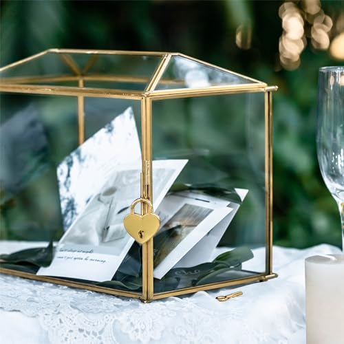 NCYP Small Glass Cards Box with Slot for Micro Wedding, 10.2" x 5.9" x 7.9" - Image 4