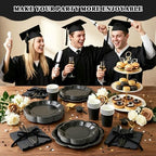 Vyntra Black Paper Plates, Cups & Napkins, 350 Pcs Scalloped Party Set - Image 7