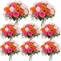 Geosar 8 Bundles Artificial Peonies Flowers,Pink, Orange by Geosar