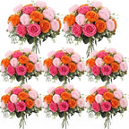 Geosar 8 Bundles Artificial Peonies Flowers,Pink, Orange by Geosar