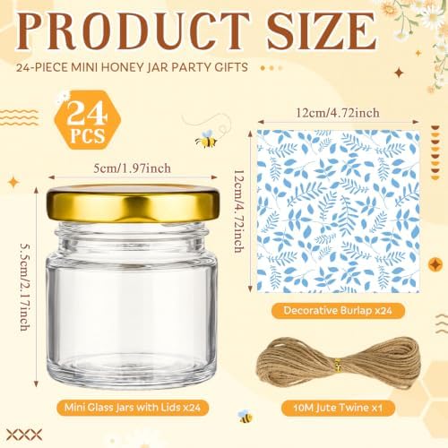 Funnymoom 24 Set Wedding Favor Jars, 1.7oz Mini Glass Jars with Lids,Blue - Image 3