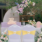 Yellow Chair Sashes 60 Pack Spandex Yellow Sashes for Chairs Universal Chair Sashes Bands with Heart Buckle Slider for Wedding Banquet Party Decorations - Image 7