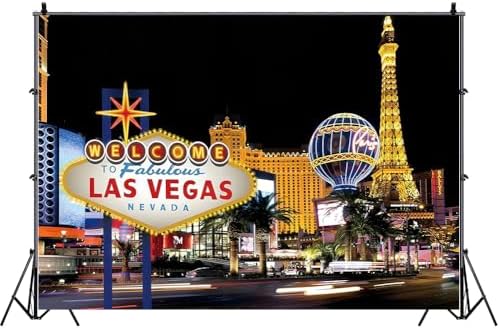 Las Vegas Backdrop 12x10ft Welcome to Never Sleep City Las Vegas Nevada Sign Background Banner Casino Theme Party Decorations Vegas Photo Booth Props - Image 3