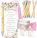 Whaline 50 Sets Baby Shower Favors Pink Floral Flower Engraved Retractable Ballpoint Pens with Thank You Bookmarks and Organza Bags for Gender Reveal Party Gifts Guest Prizes by Whaline