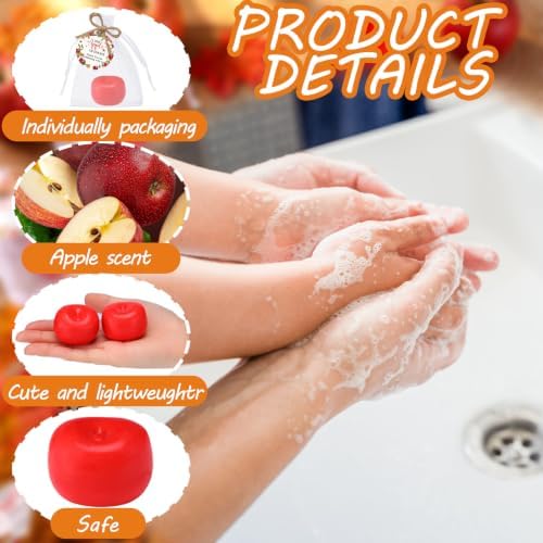 Batiyeer 25 Pcs Apple of Our Eye Theme Baby Shower Soap Thanks Card Bag - Image 5