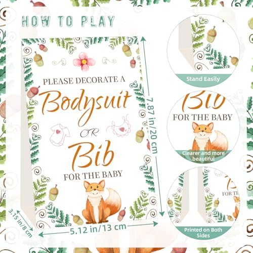 Bibs Bodysuits Baby Shower Game Sign Set Newborn Onesies Feeder Gift Fabric Marker Stencils Kit - Image 3