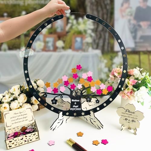Cherry Blossom Wedding Guest Book Alternative Wooden Tree Drop Box Frame - Image 2