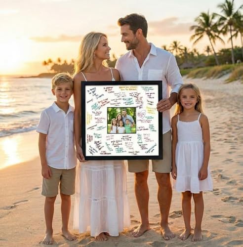 Solid Wood Signature Frame With Heart Opening - White Wood - Black Accent Mat - Guest Book Alternative With Gel Pens Made in the USA - Image 7