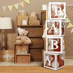 Geyee 8 Pcs Clear Balloon Box with Letters, Baby Shower, White - Image 4