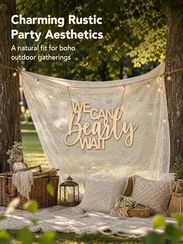 We Can Bearly Wait Wood Backdrop Sign Woodland For Party Photo Backdrops - Image 6