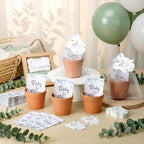 Ctosree 50 Sets Eucalyptus Leaf Baby in Bloom Baby Shower Seed Packets Favors for Guests Include Self Adhesive Seed Packets (No Seeds) Clay Plastic Flowerpot Thank You Tags Hemp Rope Organza Gift Bags - Image 4